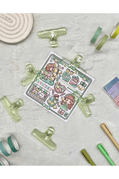 Kağıt Gemi Dükkan Şeffaf Yeşil Renk Çok Fonksiyonlu Fotoğraf Klipsi/Fotoğraf Mandalı /Ataş / Kitap Ayracı