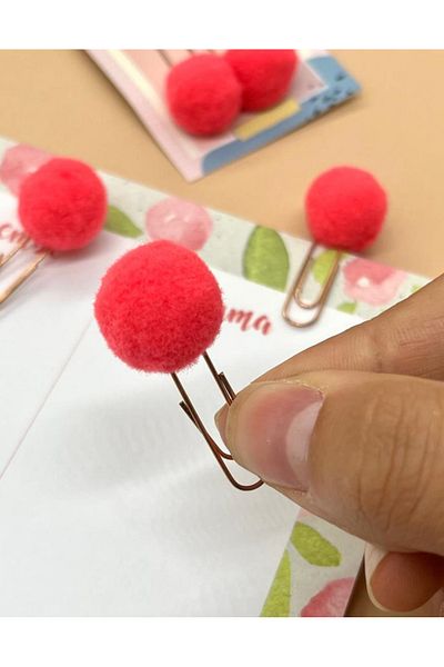 Kağıt Gemi Dükkan Pomegranate Flower 2-Piece Pompom Clips