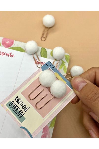 Kağıt Gemi Dükkan White 2-pack Pompom Paper Clips