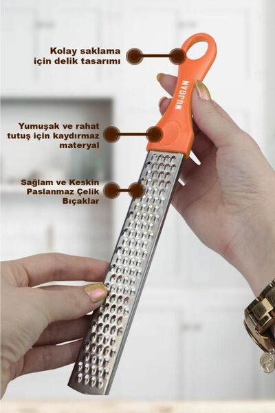 MUJGAN Practical Long Hand Grater Orange Color