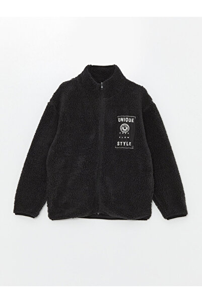 LC Waikiki Comfortable Stand Collar Fleece Boy's Zippered Sweatshirt