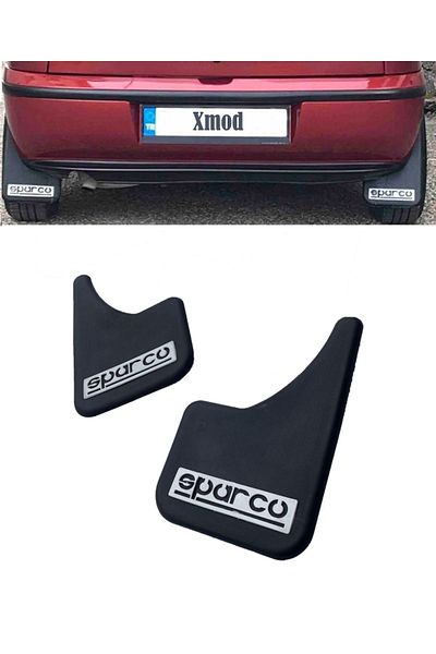 XMOD Sparco Written Mudguard Suitable for All Vehicles Black Dust Cover 2 Pieces