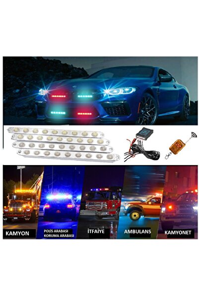 PANDACARTUNİNG Araba Ön Izgara Flaşlı Lamba Yanıp Sönen Acil Durum Lambası 4X...
