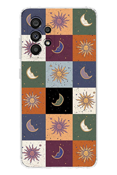 moonset Samsung Galaxy A32 Uyumlu Renkli Ay ve Güneş Tasarımlı Baskılı Şeffaf...