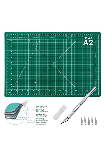 Hobialem Çift Taraflı, A2 Boy, Kesim Matı ve Kretuar Bıçağı, 45x60 Cm, Kesim Altlığı, Kesme Tablası