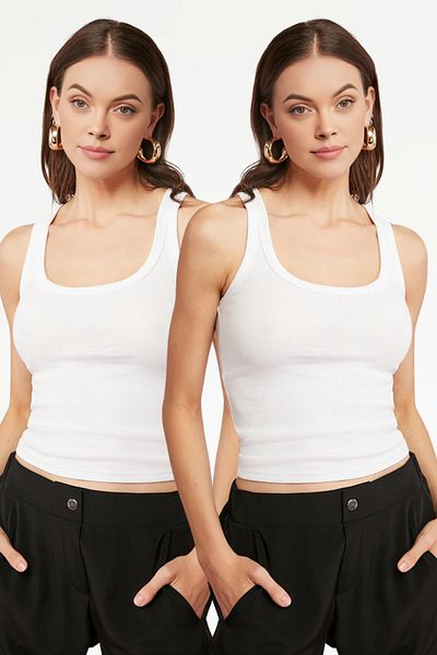 VODENS White Corded Look Thick Strap Women's Athlete - Set of 2