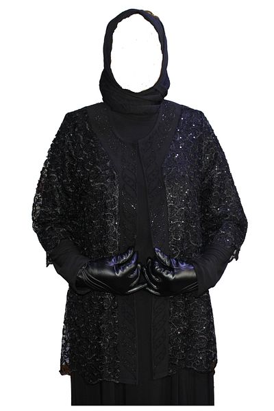 HESNA Set rochie de seară și jachetă din jacquard de mărime mare