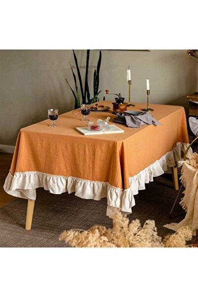 shules collection مفرش طاولة كلاسيكي من الكتان مكشكش - بولدان