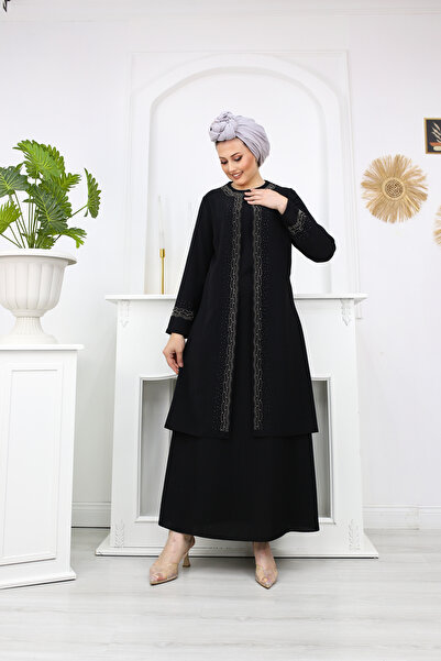 ECALAMODE Zarif Taş Detaylı Tesettür Özel Gün Abiyesi