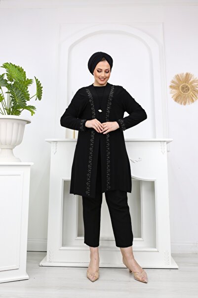 ECALAMODE Büyük Beden Abiye Takımlarında Taşlı Zarafet