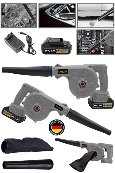 CRAFTERTOOLS Germany 36V 5Ah Hız Ayarlı Tek Akülü Şarjlı Hava Üfleyici Toz To...