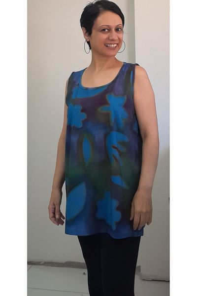 Mertcan Butik Thick Strap Tie-Dye Patterned Combed Cotton T-Shirt