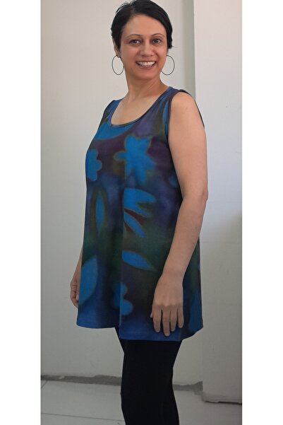 Mertcan Butik Thick Strap Tie-Dye Patterned Combed Cotton T-Shirt