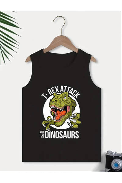 Daxia قميص داخلي للأطفال برقبة دائرية للجنسين - مطبوع بدون أكمام