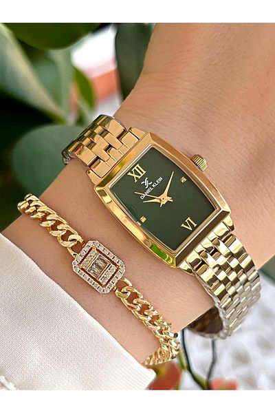 Daniel Klein Retro Vintage Women's Wristwatch and Bracelet Set - Steel Cord, 3 Atm Water Resistant DK 137663