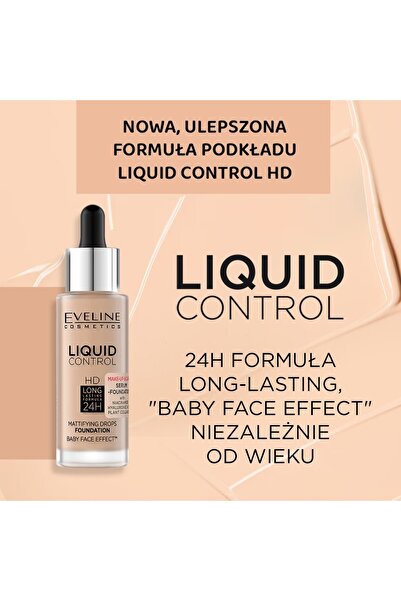Eveline Cosmetics Liquid Control Damlalıklı Niasinamid, Vegan Kolajen içeren Fondöten