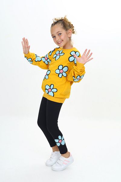 e-çocuk Daisy Printed Girl's Set - Lower and Upper Set 502360 -361