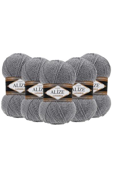 Alize 5 bucăți fire de tricotat manual Alize Lanagold - 651 Gri Griș