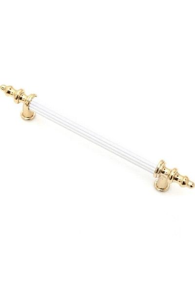 SEZGİNMETAL Kumru Boy Handle (5 Pcs) Gold White Cabinet Wardrobe Drawer Handle-04