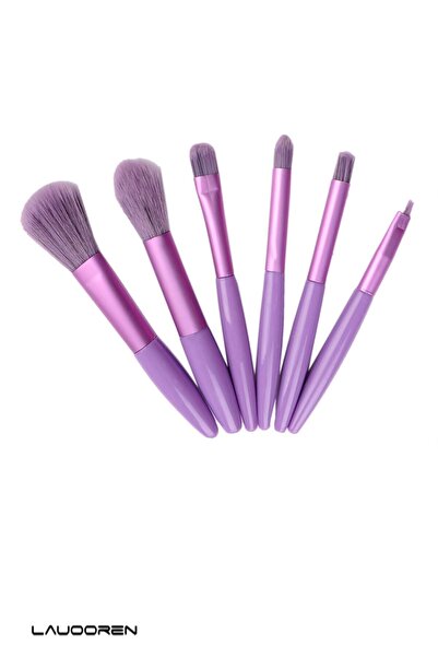 LAUOOREN مجموعة فرش مكياج أرجوانية مكونة من 6 قطع