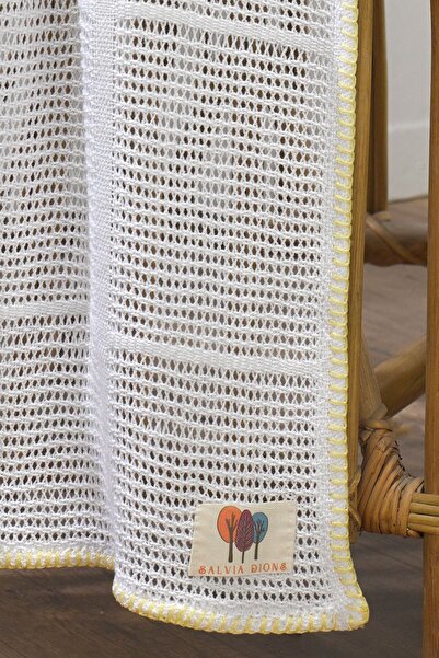 Salvia Dione 4 Seasons 100% Cotton Baby Blanket - Multi-Purpose White-Blue Knitted