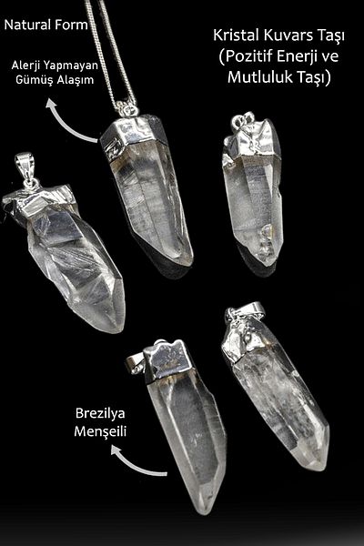 Tesbih Atölyesi Brazil - Certified Raw Quartz Crystal Jewelled Necklace