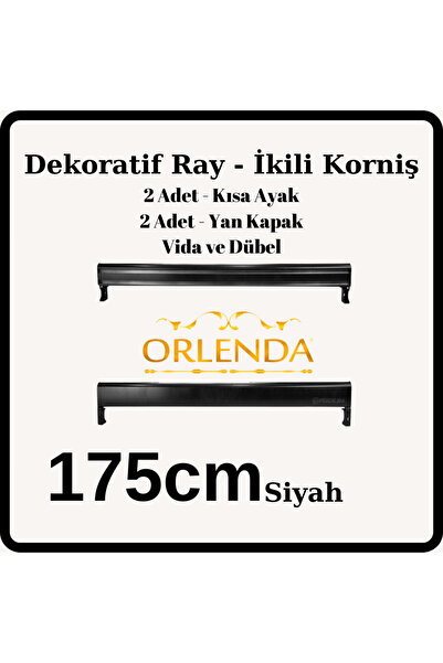 Orlenda Dekoratif Ray - İkili Korniş - İki Kanallı Alüminyum Ray - Perde Kornişi