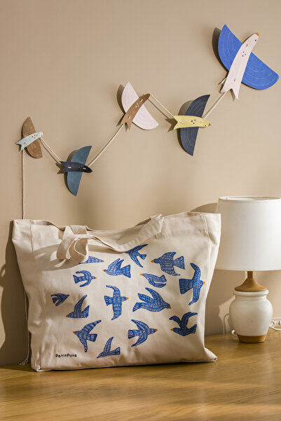 petit pure حقيبة قماش بلوبيرد، حقيبة الشاطئ، حقيبة الكتف