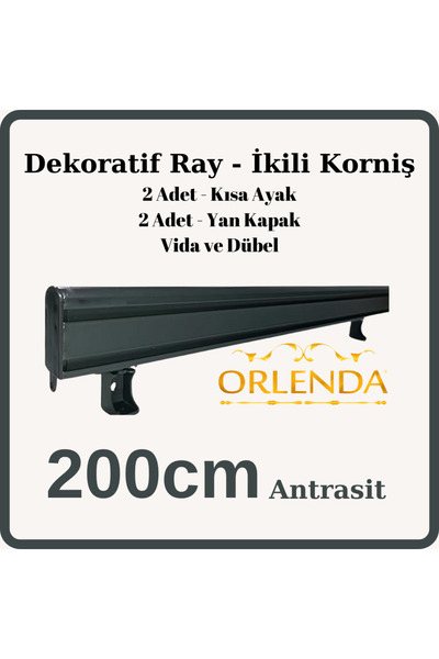 Orlenda Dekoratif Ray - İkili Korniş - İki Kanallı Alüminyum Ray - Perde Kornişi