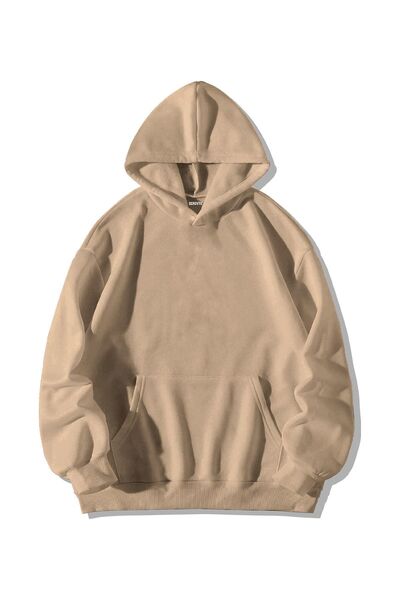 Stadium Κρεμ Unisex Oversize Hooded Kangaroo Pocket Fear Control Φούτερ με κουκούλα