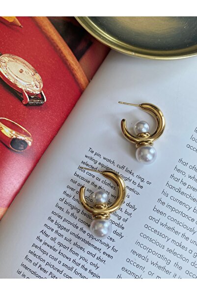 Pinery Jewels زوج من الأقراط المصنوعة من الفولاذ المقاوم للصدأ المطلي باللؤلؤ...