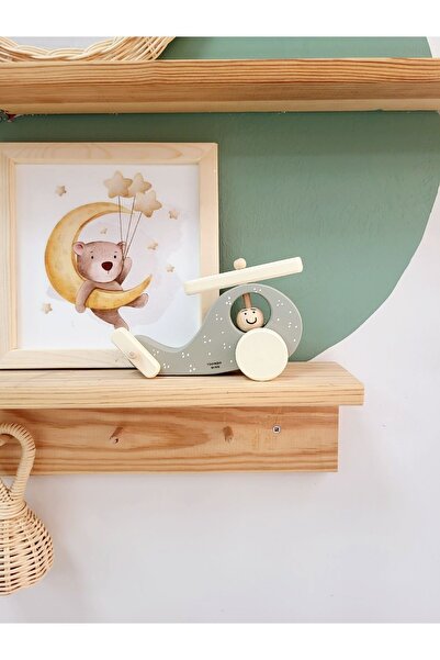 tinyminywoods AHŞAP OYUNCAK HELİKOPTER TEKERLEKLİ OYUNCAK AHŞAP DEKORATİF AHŞAP OYUNCAK