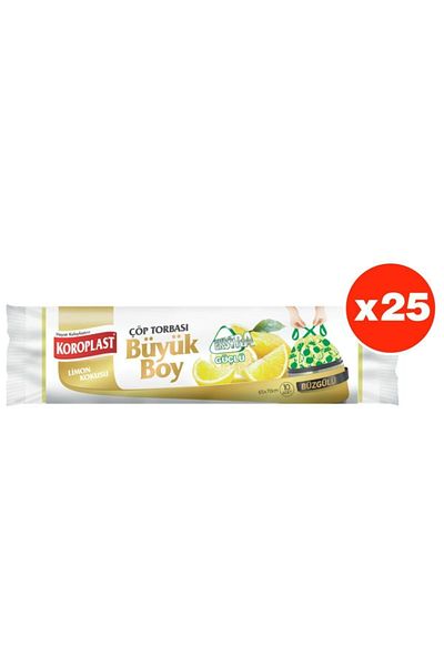 Koroplast Extra Strong Lemon Drawstring Large Size 10 Pieces Garbage Bags X 25 Packs (65*70 Cm)