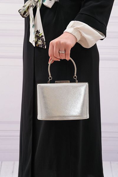 ROZA CANTA Γυναικεία βραδινή τσάντα Clutch Clutch με ασημί επικάλυψη