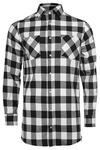 Urban Classics Herren Long Checked Flanell Shirt mit seitlichem Reißverschluss