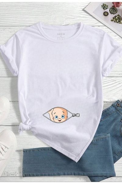 caxis Tricou de maternitate oversize imprimat bebe cu fermoar