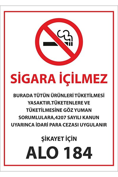 SIRADIŞI REKLAM Sigara Içilmez Uyarı Levhası Pvc Kaplı A4