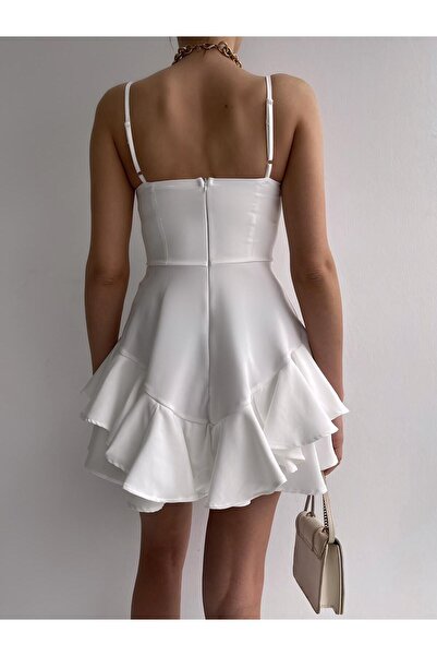 lovebox Ince Askılı Beyaz Elbise Beyaz Mezuniyet Elbisesi 102