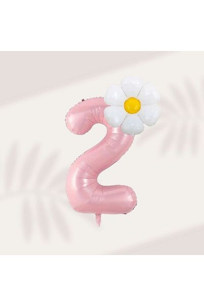 Konsept Sepeti Pink and Daisy Balloon Party Set for 2 Year Old Birthday