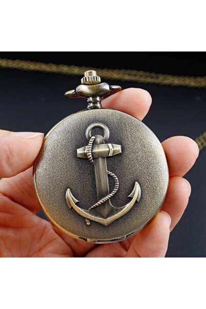 hediyesahibi Kişiye Özel Çapa Kabartmalı Büyük Boy Köstekli Saat