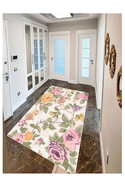 STY Home Dijital Baskı Yıkanabilir Kaymaz Taban Dekoratif Salon Mutfak Halısı...