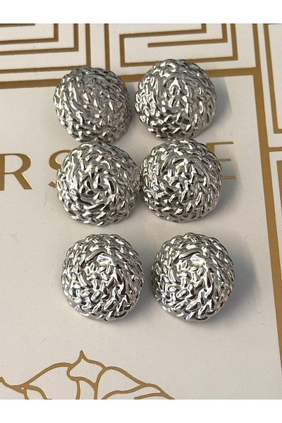ODDA TASARIM ATÖLYESİ Knitted crossing detailed metal silver coat-blazer jacket button set