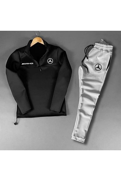 ByFourMan Unisex Printed Stand Collar Zippered Tracksuit Set