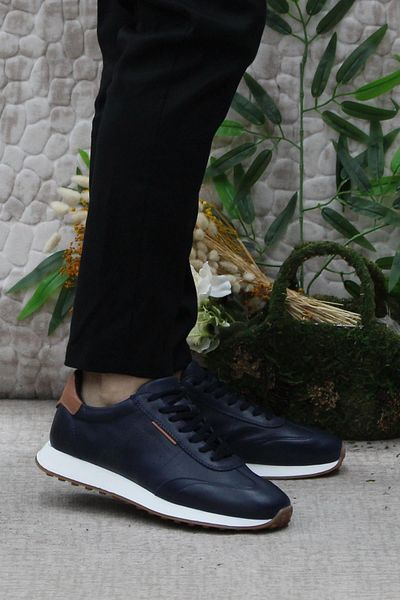 Hammer Jack 24020 Model Navy Blue Genuine Leather Flexible Men's Shoes