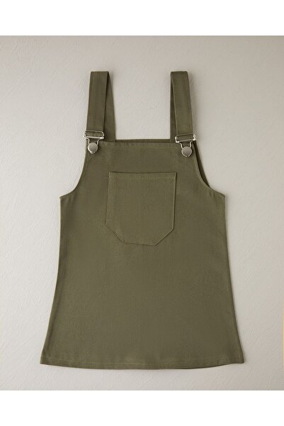 Viva Vogue Gabardin Askılı Çoçuk Elbise Haki