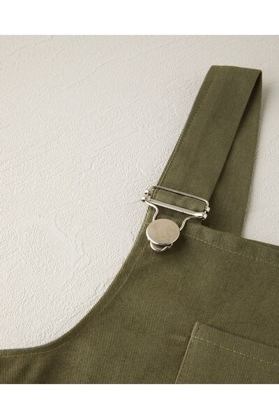 Viva Vogue Gabardin Askılı Çoçuk Elbise Haki