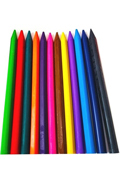 Modellino Erasable 12-Piece Long Crayon Südor Crayon - In Special Plastic Box - With Pencil Sharpener + Eraser Gift