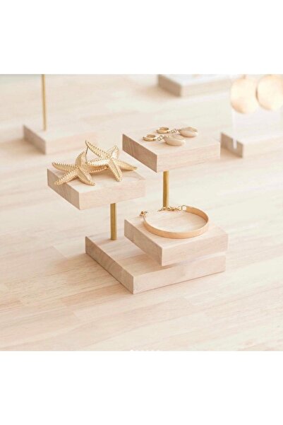 Kpleksi حامل خشبي مكون من 3 قطع من فاليريا، حامل عرض مجوهرات من خشب الزان الص...