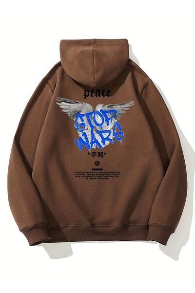 AMMA Χειμερινό φούτερ με στάμπα Unisex Stop Wars - Φούτερ με κουκούλα με 3 νήματα