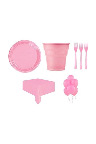 BalonEvi Birthday Economical Party Set for 25 People Pink